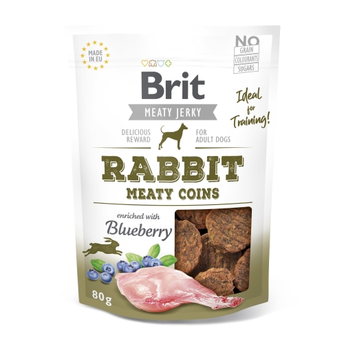 Brit Jerky rabbit Meaty Coins skanėstas 80 g