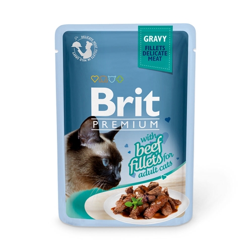 Brit Premium Delicate Beef in Gravy konservai katėms su jautiena, 85 g