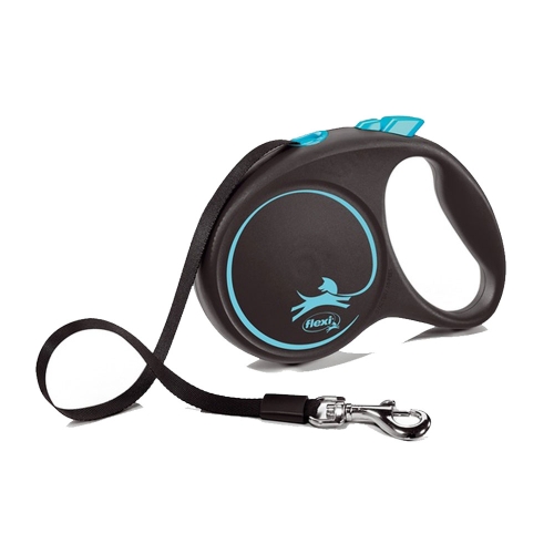 Flexi Black Design automatinis juostinis pavadėlis, M/5 m, mėlynas