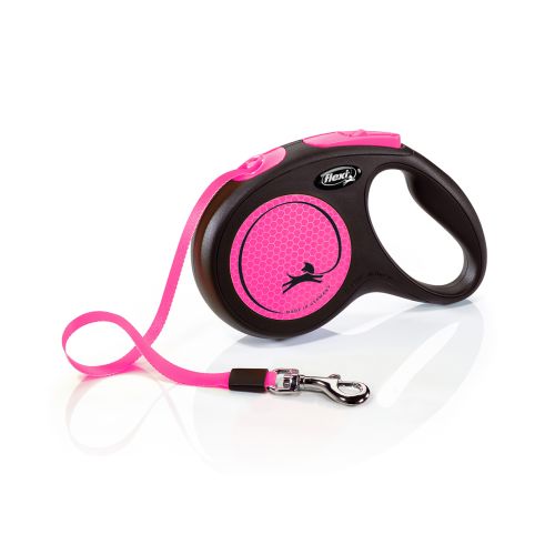 Flexi Neon automatinis juostinis pavadėlis M/5 m, rožinis