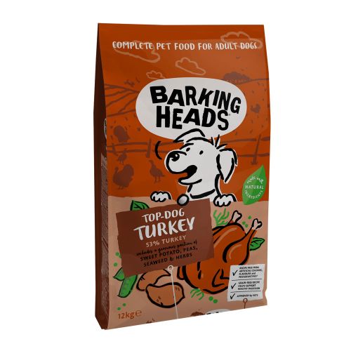Barking Heads Top Dog Turkey sausas maistas šunims, 12 kg