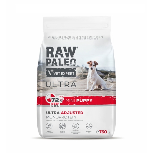 Raw Paleo Ultra Puppy Mini maistas šunims su jautiena, 750 g