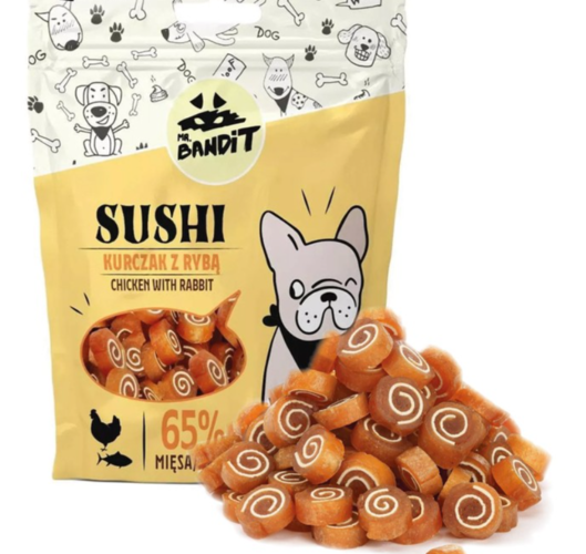 Mr. Bandit Sushi skanėstai šunims su vištiena ir žuvimi, 80 g -  2