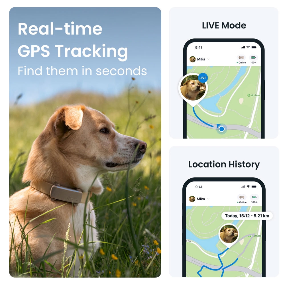 Tractive GPS sekiklis šunims nuo 4 kg, smėlio spalvos -  3