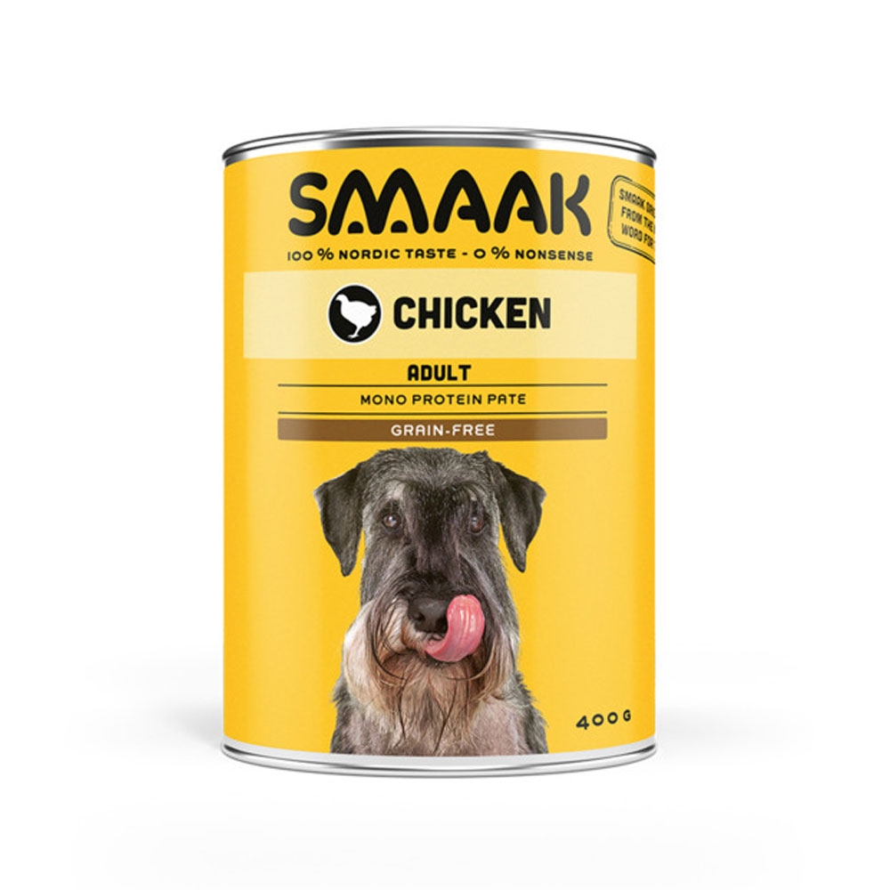 SMAAK konservai suaugusiems šunims be grūdų, su vištiena, 400g -  2