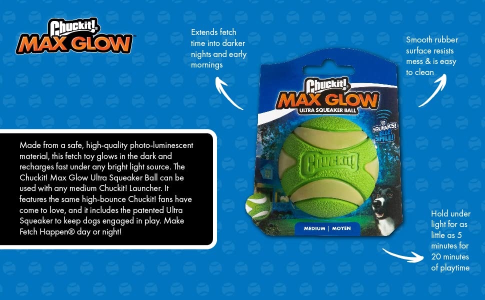 Chuckit Max Glow Ultra tamsoje šviečiantis kamuoliukas, 6,5 cm -  4