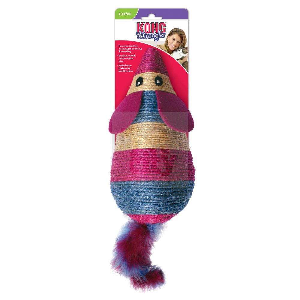 *Kong Wranggler Scrach Mouse žaislas-draskyklė katėms, įv. spalvų