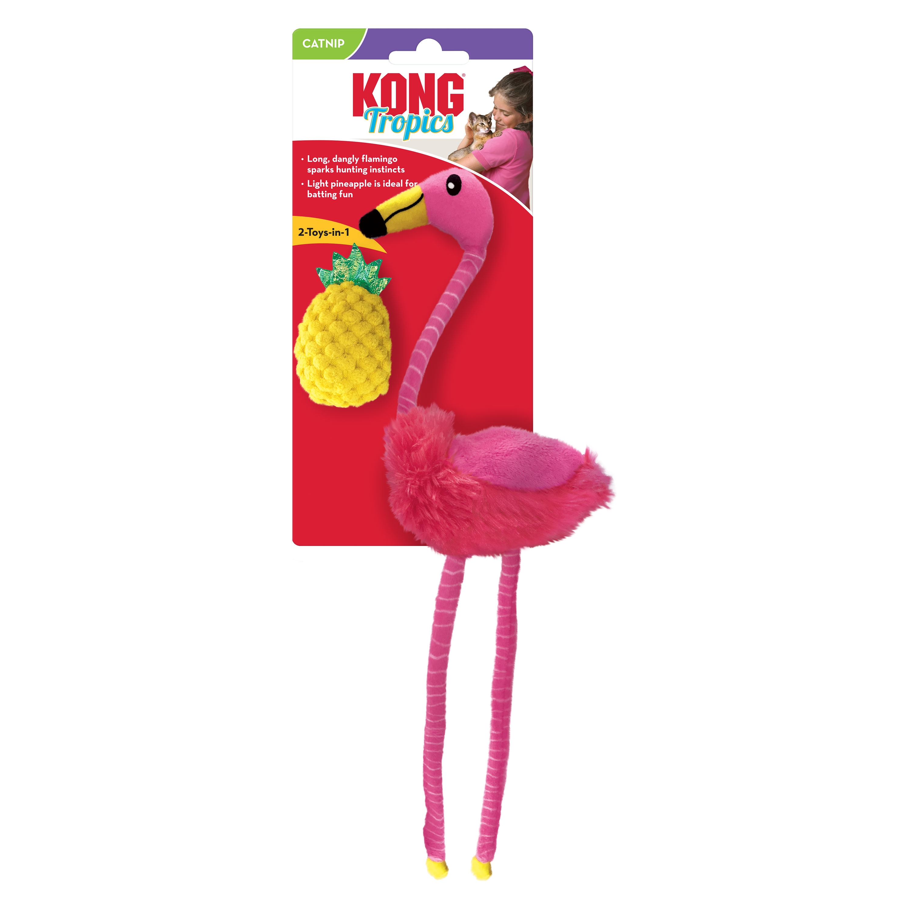 KONG Tropics Flamingo 2in1 žaislas katėms -  4