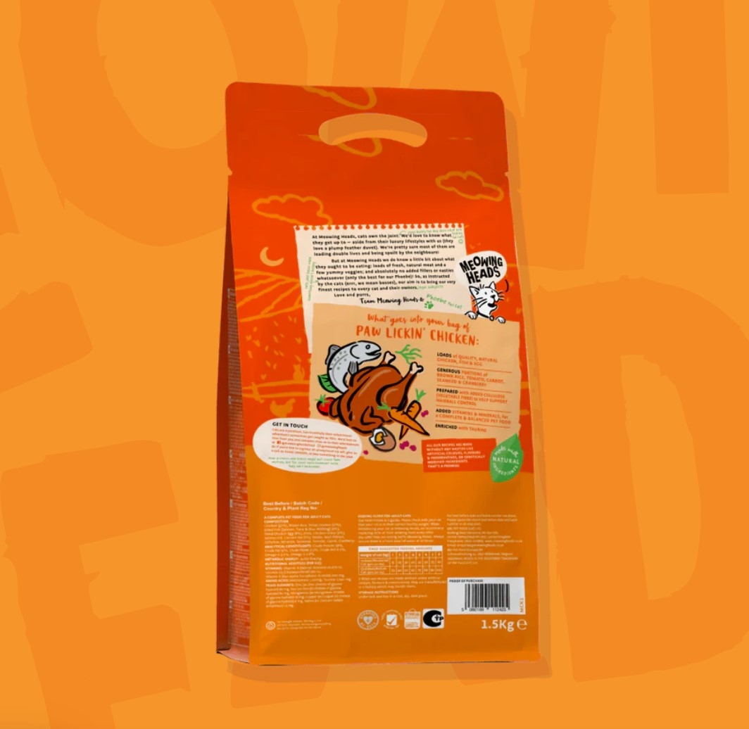 Meowing Heads Paw Lickin' Chicken sausas maistas katėms su višt. 450 g -  2