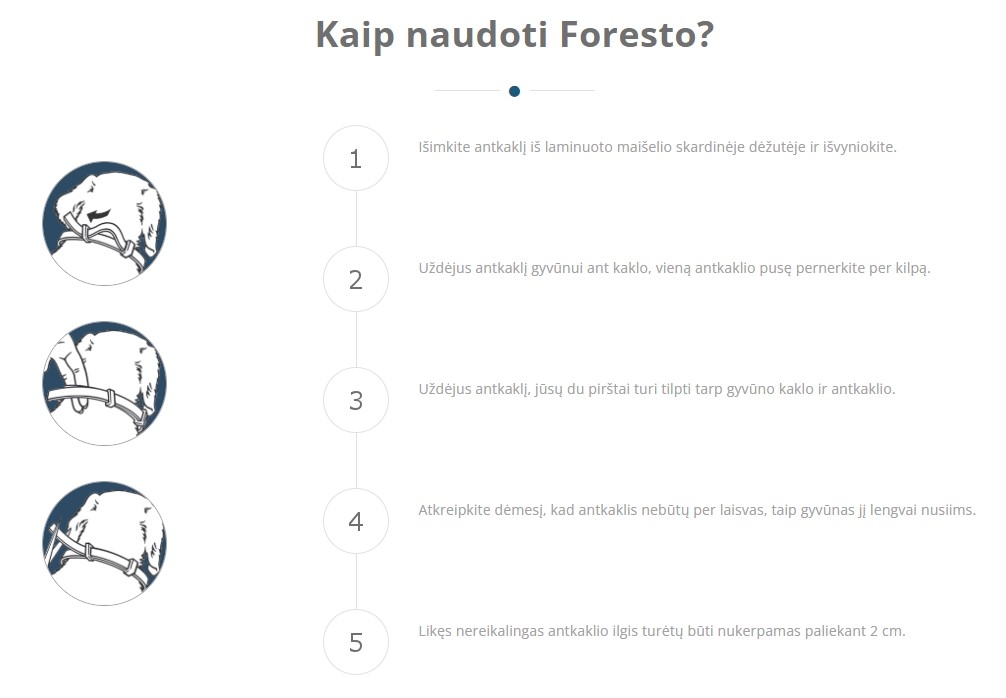 Foresto antkaklis nuo erkių ir blusų katėms ir šunims iki 8 kg, 38 cm -  2