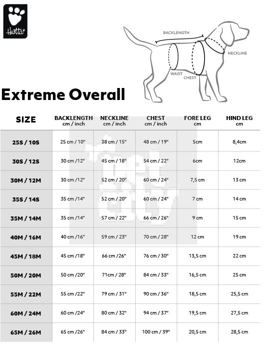 Hurtta Extreme Overall kombinezonas, 35-M cm, pilkas