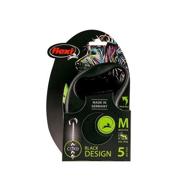 Flexi Black Design automatinis virvnis pavadėlis, S/5 m, juodas -  2