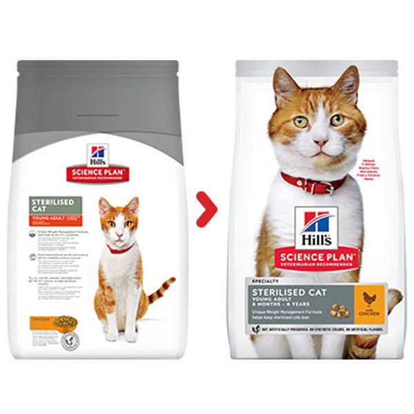 Hill’s Science Plan Sterilised Young Adult maistas su vištiena, 3 kg -  2