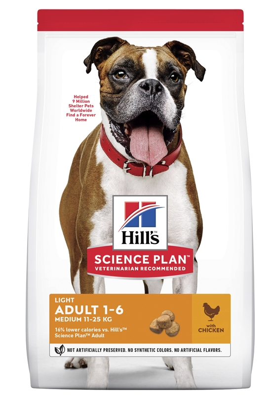 Hill´s Canine medium light maistas šunims su vištiena 14kg. -  2