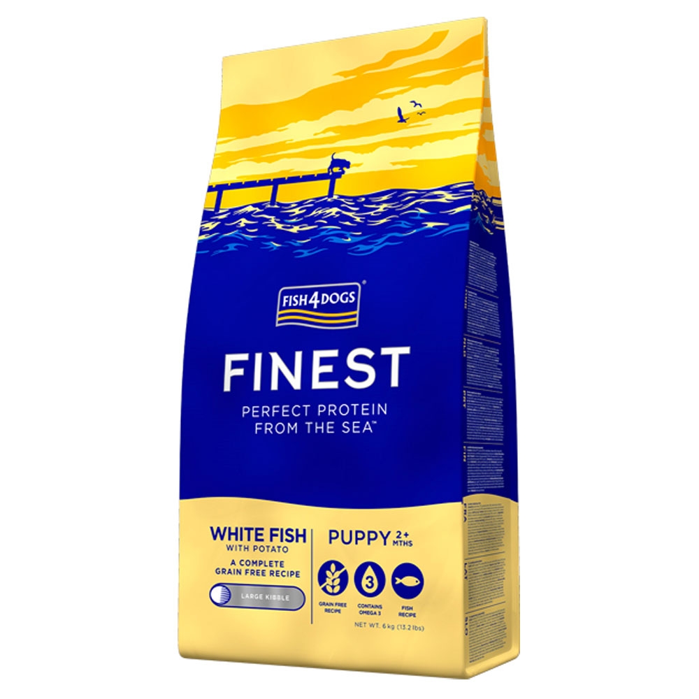 Fish4Dogs Finest White Fish maistas šuniukams 6kg (did.granulės) -  2