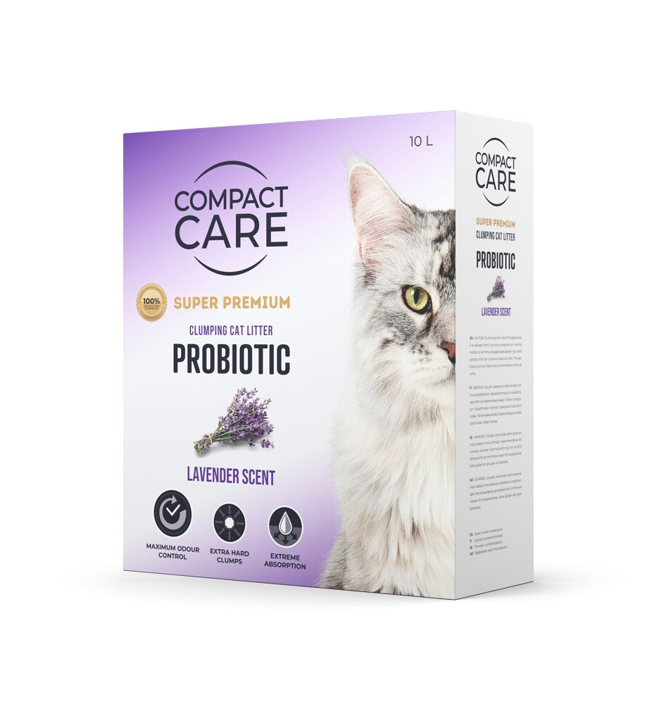 Compact Care Probiotic kraikas katėms su probiotikais, levandų kvapo, 10 l -  2