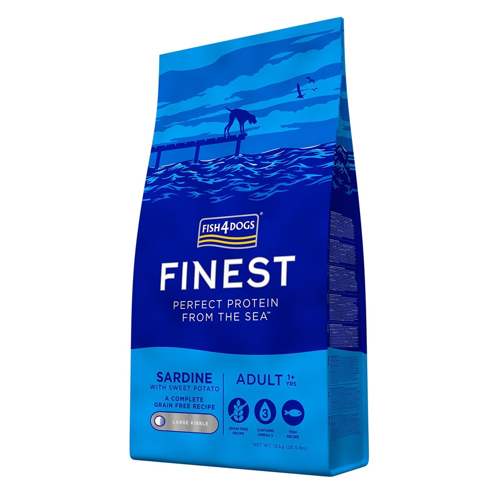 Fish4Dogs Finest Sardine sausas maistas šunims, 12 kg, did.granulėmis -  2