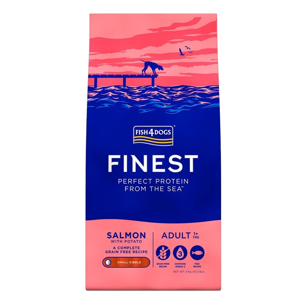 Fish4Dogs Finest Salmon sausas maistas šunims, 1,5 kg (maž.granulės) -  2