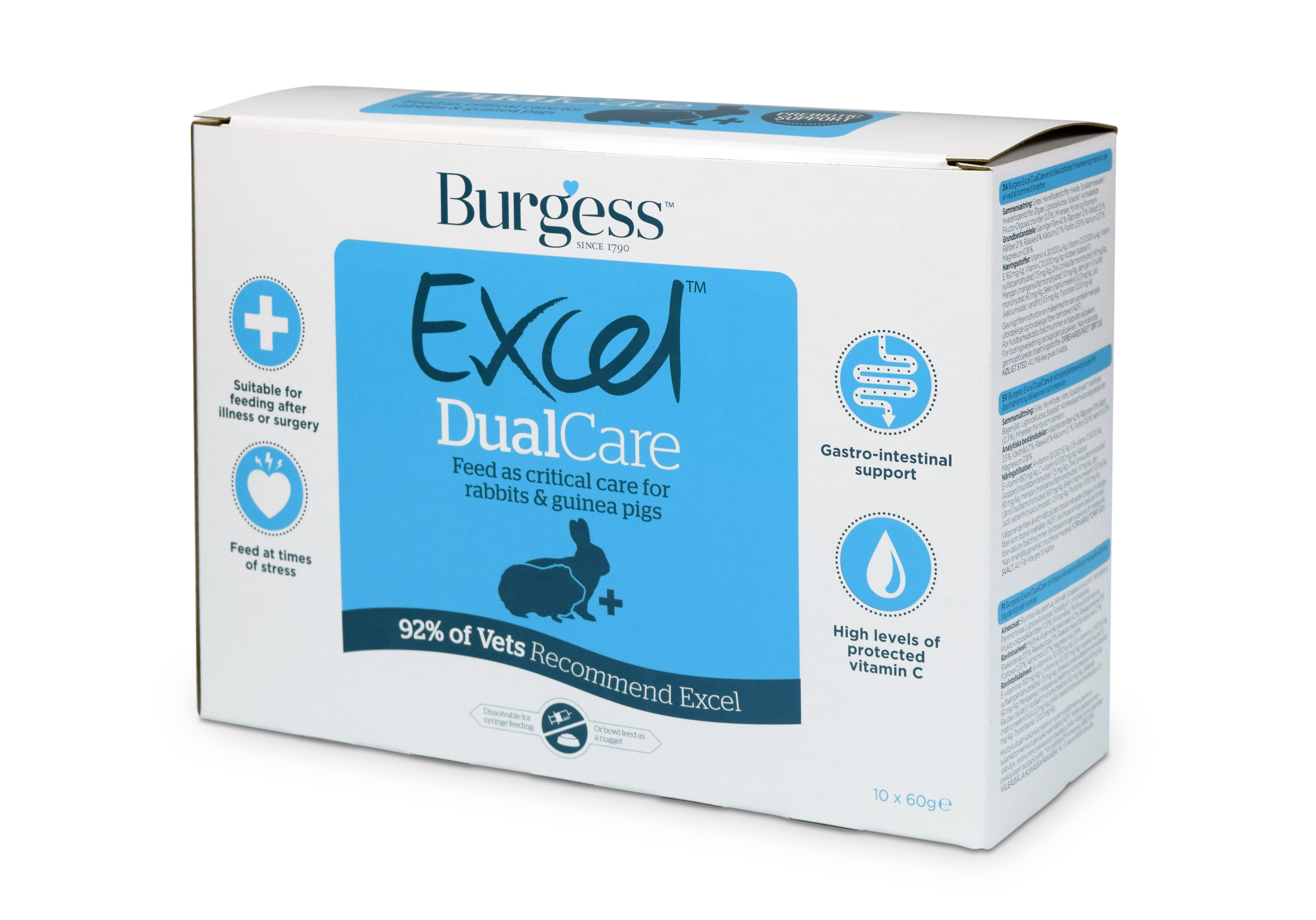 Burgess Excel Dual Care maisto papildas triušiams ir j.kiaulytėms, 60g -  2
