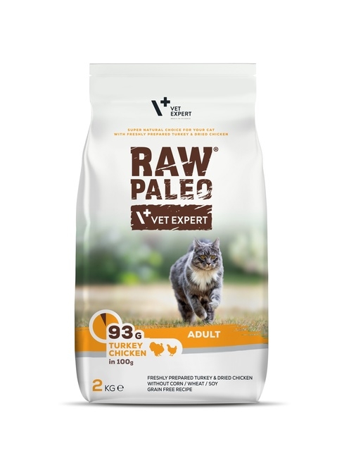 Raw Paleo Adult Cat sausas maistas katėms su kalakut./vištiena, 2 kg -  2