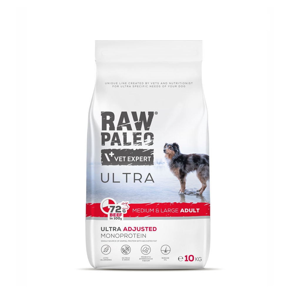 Raw Paleo Ultra adult medium&large maistas šunims su jautiena, 10kg -  2