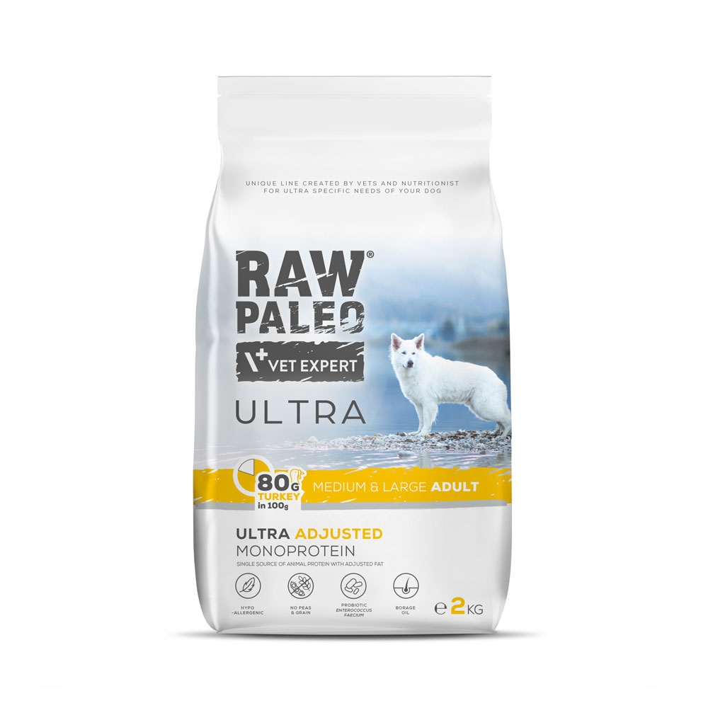 Raw Paleo Ultra adult medium&large maistas šunims su kalakutiena, 2kg -  2