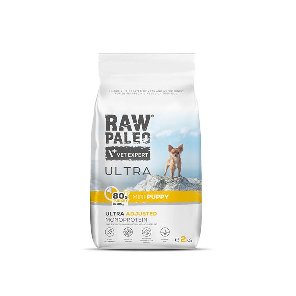 Raw Paleo Ultra Puppy Mini sausas maistas šuniukams su kalakutiena,2kg -  2