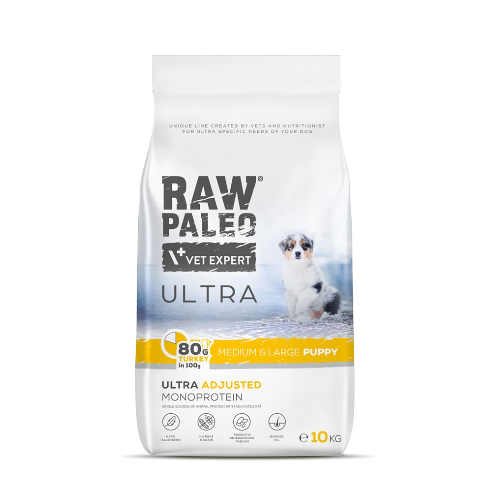 Raw Paleo Ultra puppy medium&large maistas šuniukams su kalakut. 10kg -  2