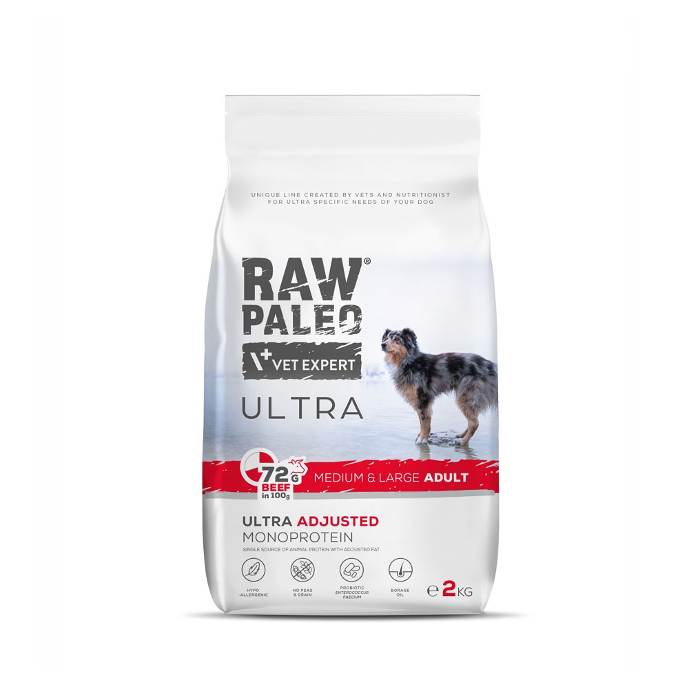 Raw Paleo Ultra adult medium&large maistas šunims su jautiena, 2kg -  2