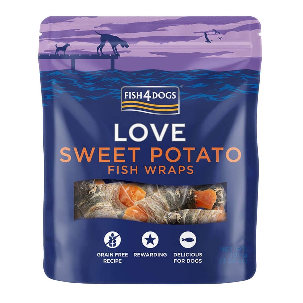 Fish4Dogs Sea Wraps saldžių bulvių ir žuvies skanėstai šunims, 100 g -  2