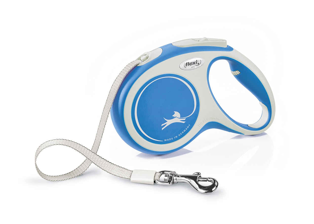 Flexi New Comfort automatinis juostinis pavadėlis, L/5 m, mėlynas -  2