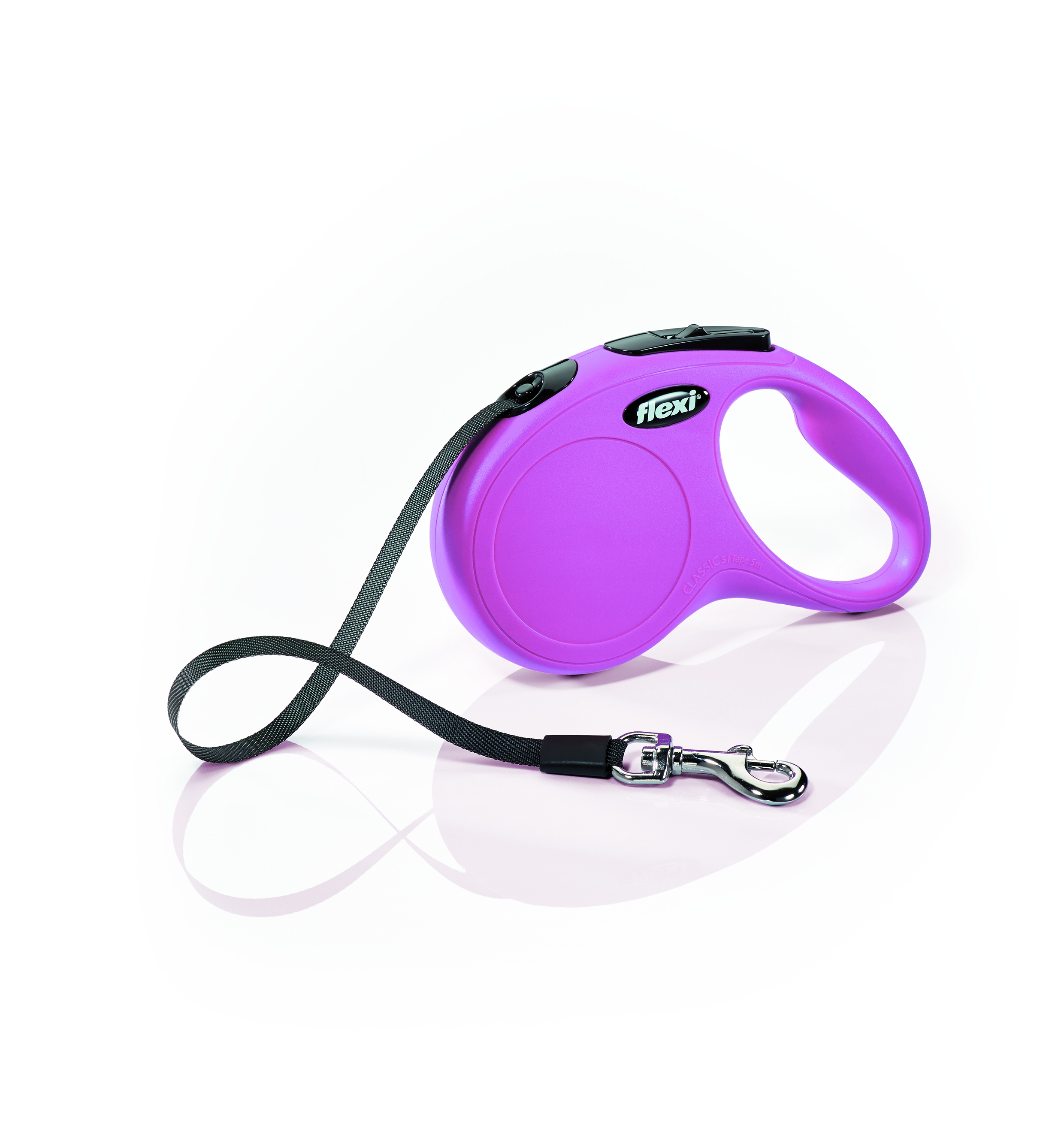 Flexi Classic automatinis juostinis pavadėlis, S/5 m, rožinis -  2