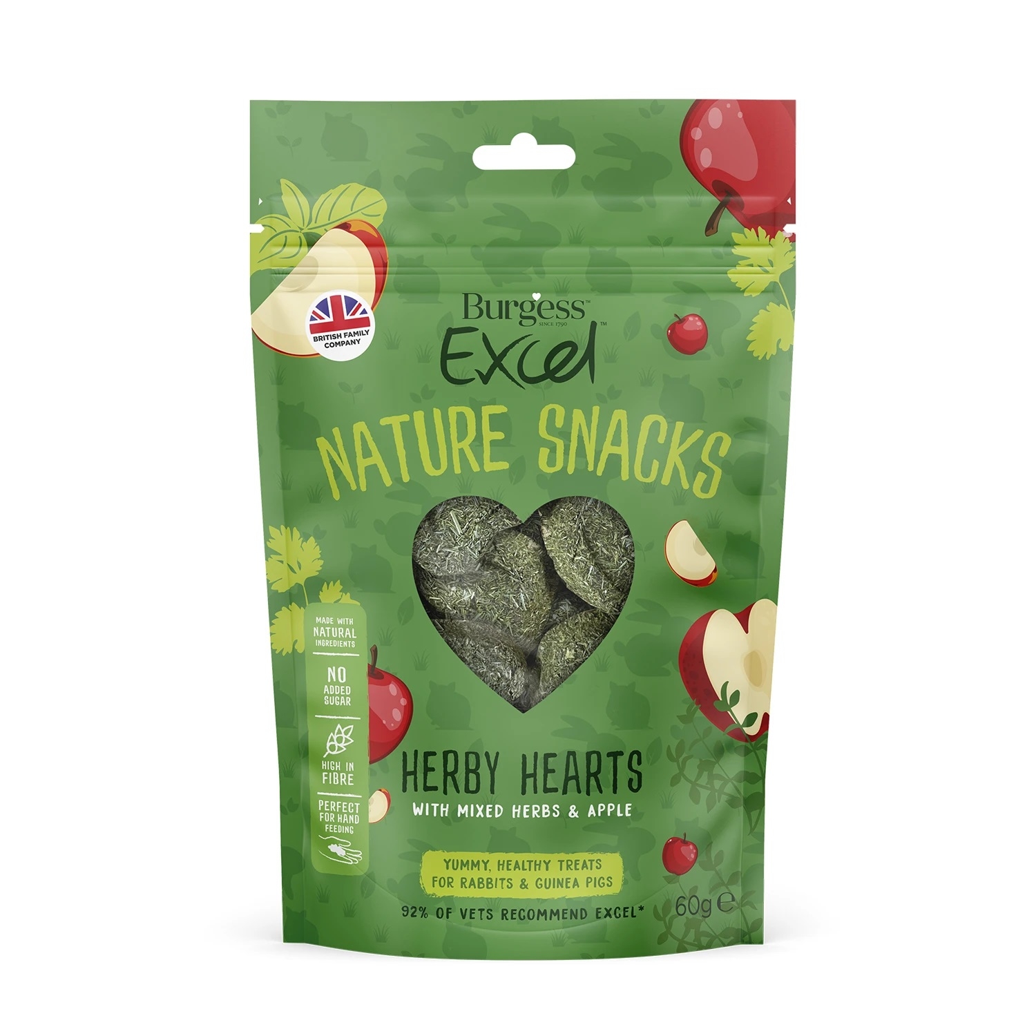 Burgess Excel žolelių širdelės skanėstai graužikams 60 g -  2