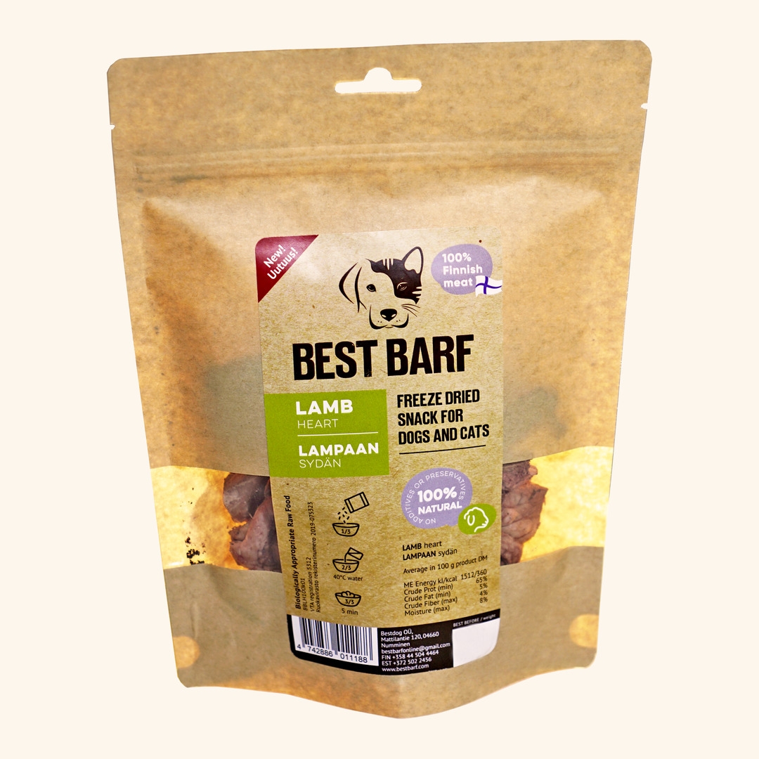 Best Barf šaltai džiovintos ėrienos širdys, 100 g -  2