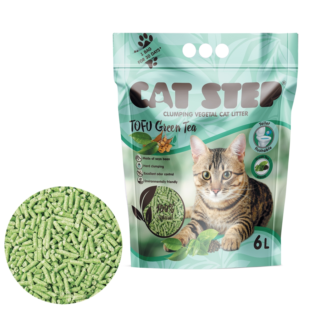 Cat Step Tofu kraikas katėms su žaliosios arbatos ekstraktu 2,7 kg/6 l -  2