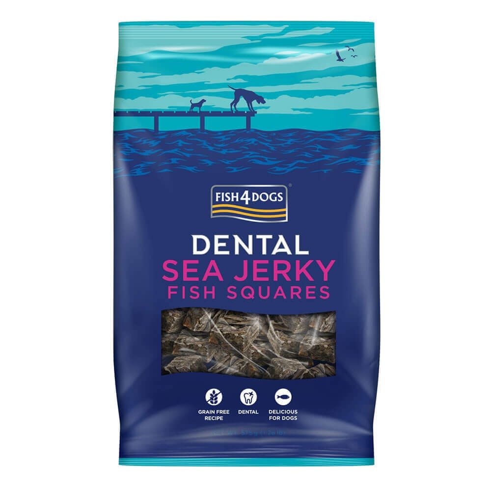 Fish4Dogs Sea Jerky Squares žuvies skanėstai šunims, 115g -  2