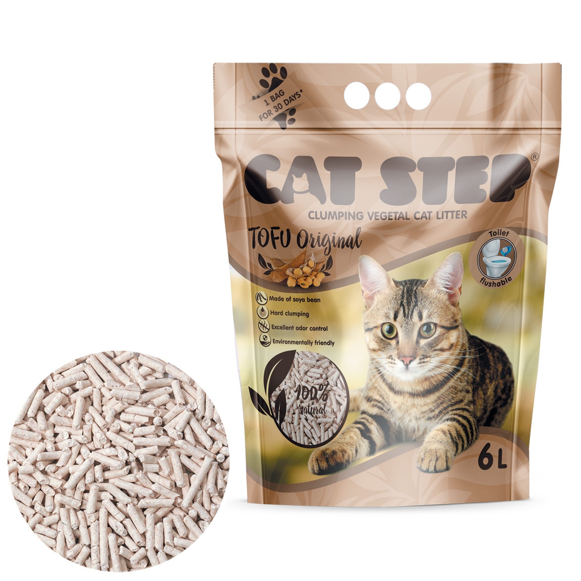 Cat Step Tofu Original kraikas katėms, 2.7kg/6l -  2