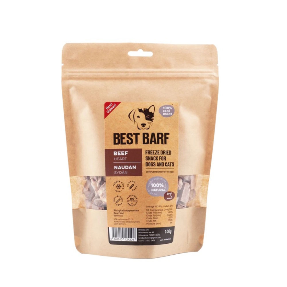 Best Barf šaltai džiovintos jautienos širdys, 100 g -  2