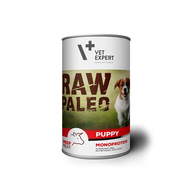 Raw Paleo Puppy konservai šuniukams su jautiena, 400 g -  2