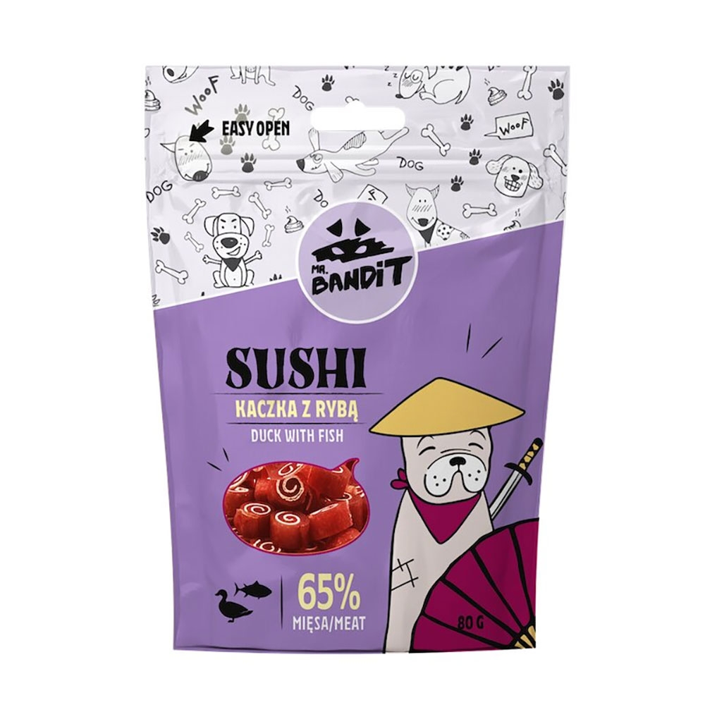 Mr. Bandit Sushi skanėstai šunims su antiena ir žuvimi, 80 g -  2