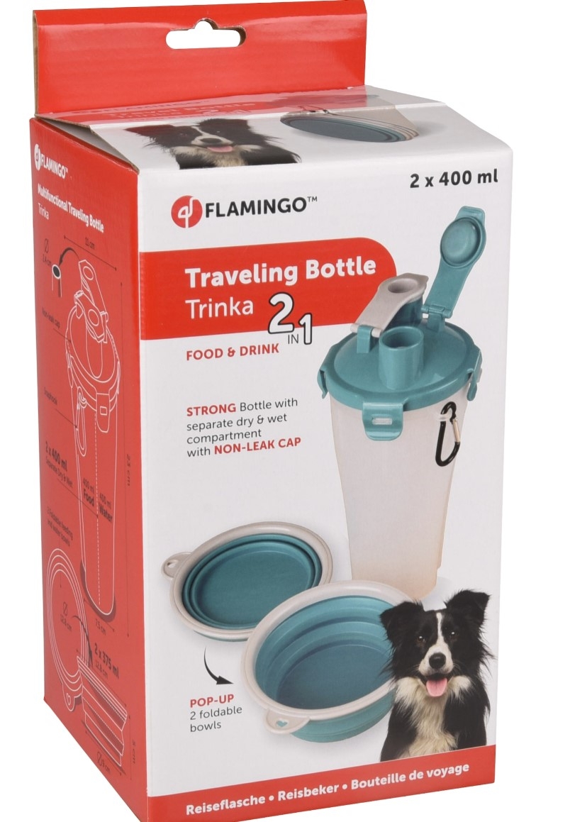 Flamingo Trinka kelioninė gertuvė-dubenėliai, baltos/turkio spalvos -  2