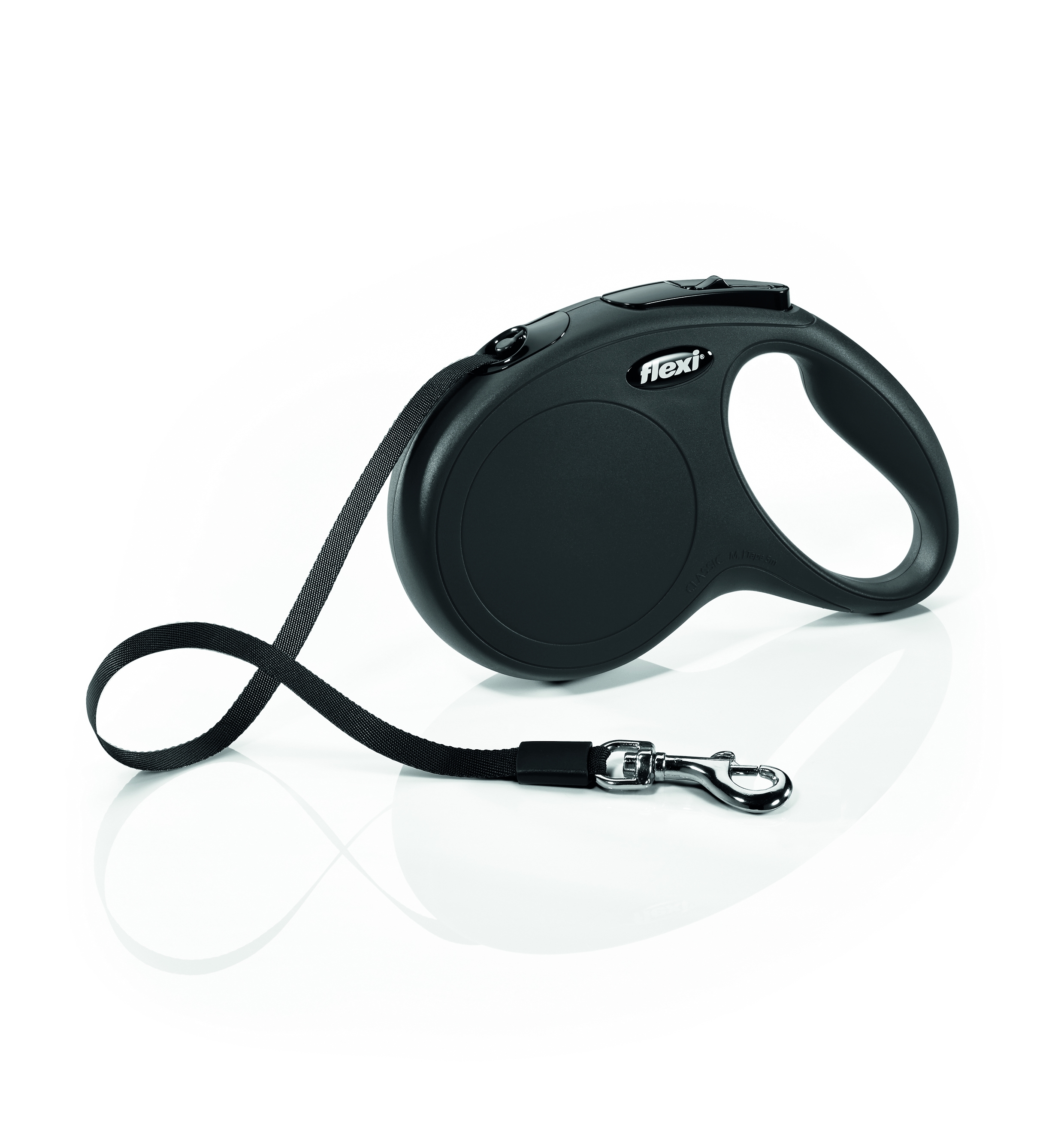 Flexi Classic automatinis juostinis pavadėlis, M/5 m, juodas -  2