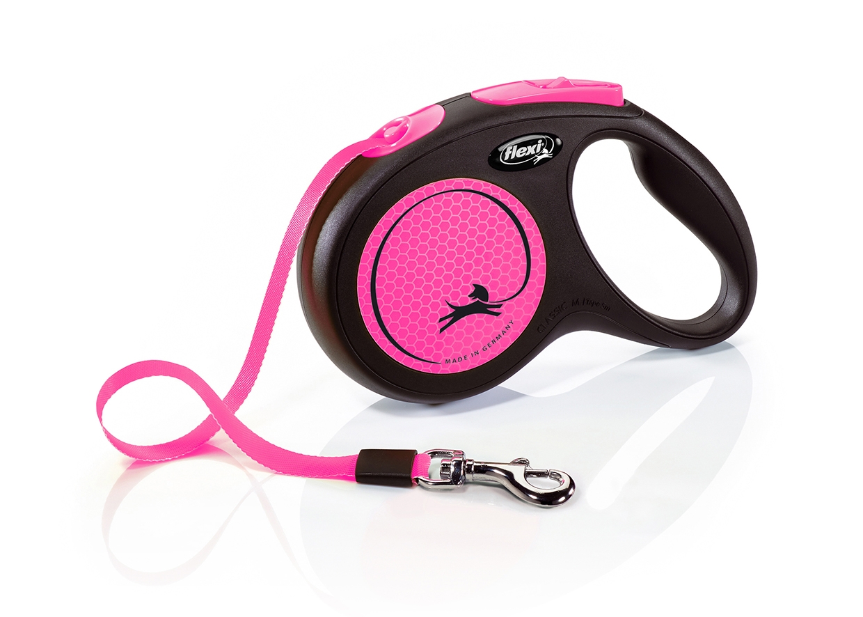 Flexi Neon automatinis juostinis pavadėlis M/5 m, rožinis -  2