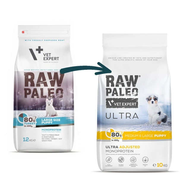 Raw Paleo Ultra puppy medium&large maistas šuniukams su kalakut. 2kg -  2