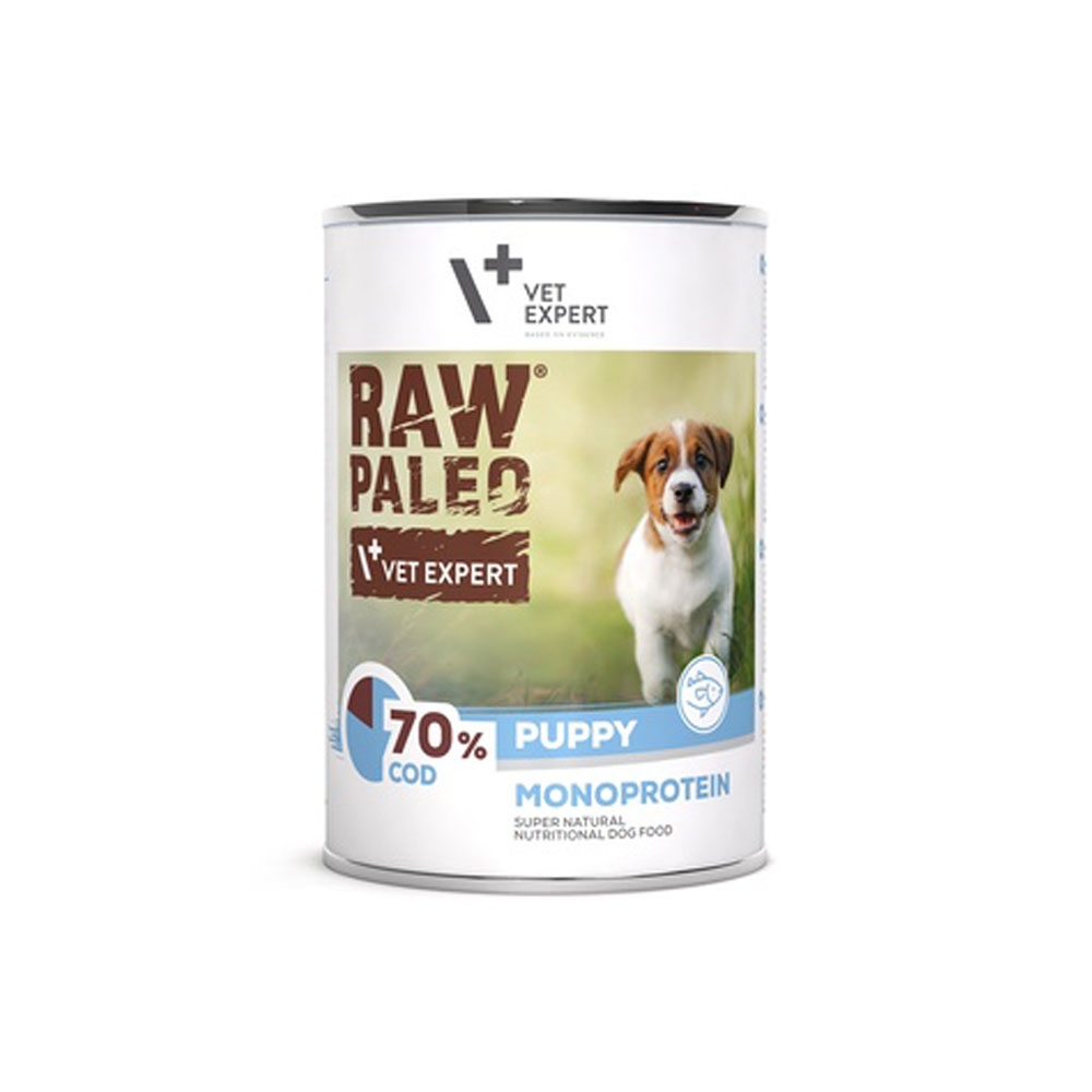Raw Paleo Puppy konservai šuniukams su menke, 400 g -  2