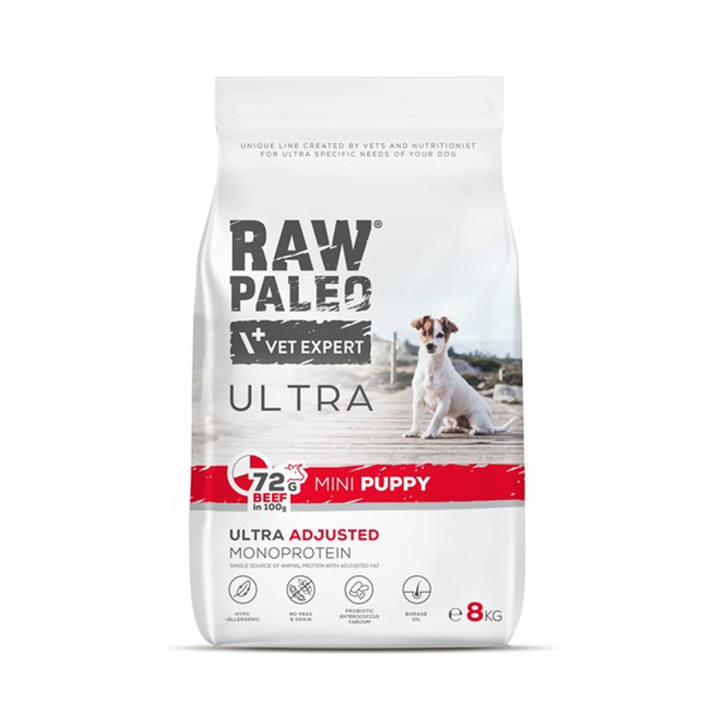 Raw Paleo Ultra puppy mini maistas šuniukams su jautiena, 8kg -  2