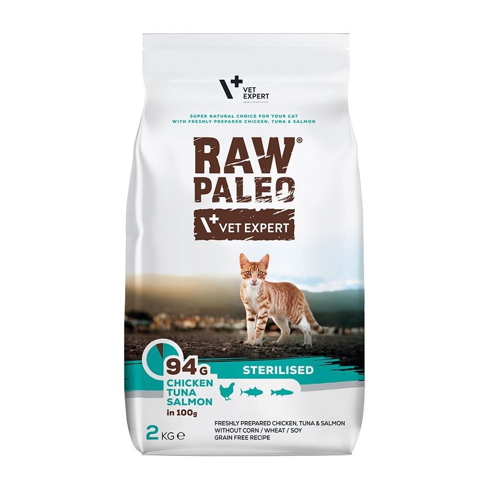 Raw Paleo maistas sterilizuotoms katėms su vištiena ir žuvimi, 6 kg -  2
