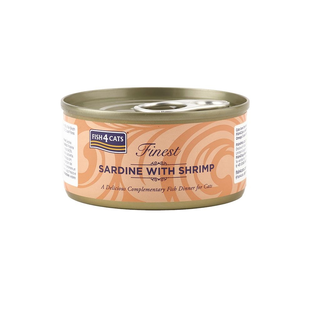 F4C KONSERVAI KATĖMS SU SARDINĖMIS IR KREVETĖMIS, 70G -  2