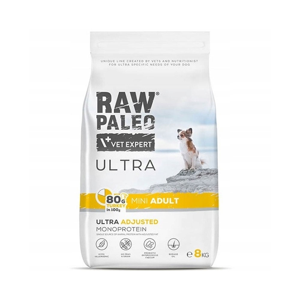 Raw Paleo Ultra Adult Mini maistas šunims su kalakutiena, 8 kg -  2