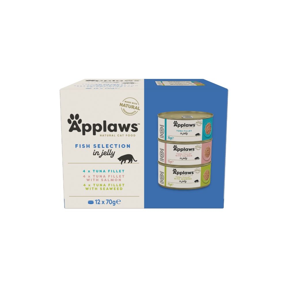 Applaws šlapio maisto rinkinys katėms (3 skoniai su tunu), 12 x 70 g -  2